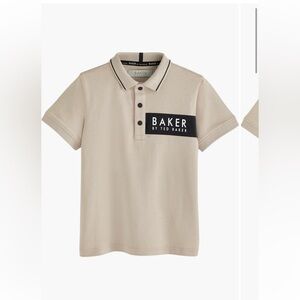 Ted Baker Kids Polo Shirt in Cream with Black Accents